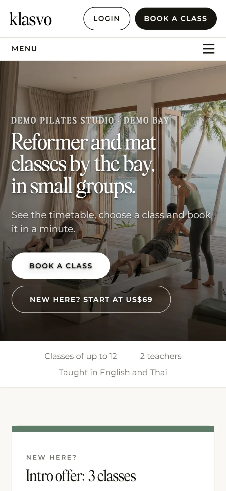 The same website on a phone