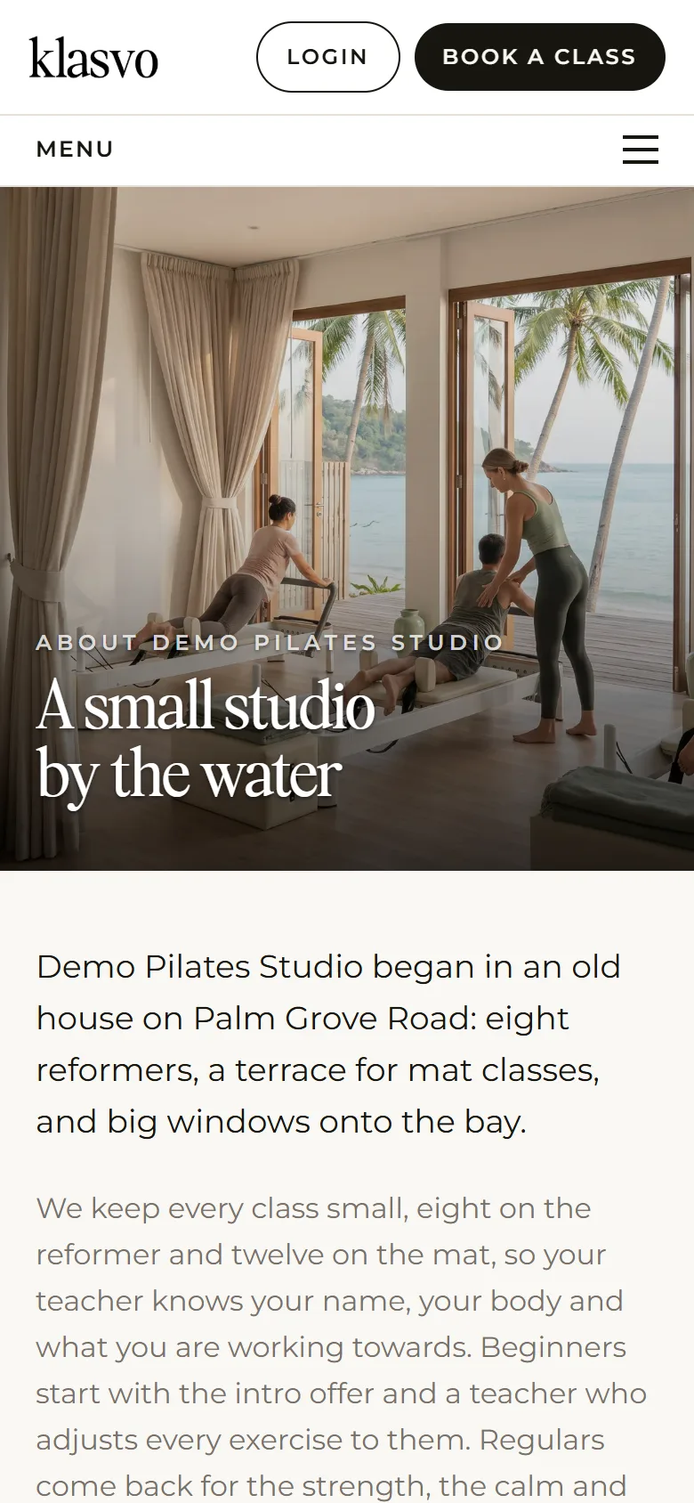 Our story, a page of a studio's website made with Klasvo